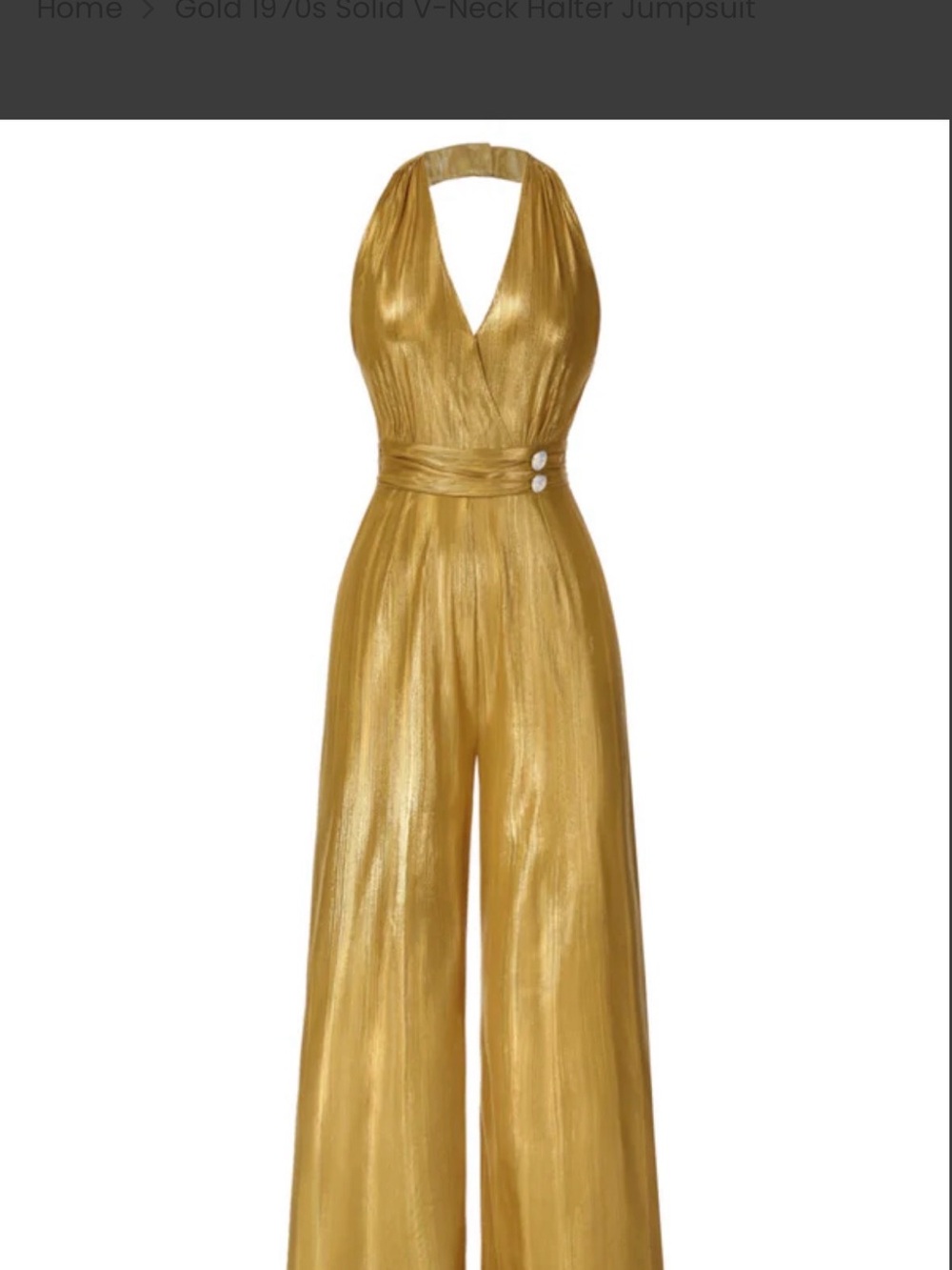Gold Halter V-Neck Wide-Leg Jumpsuitxlarge